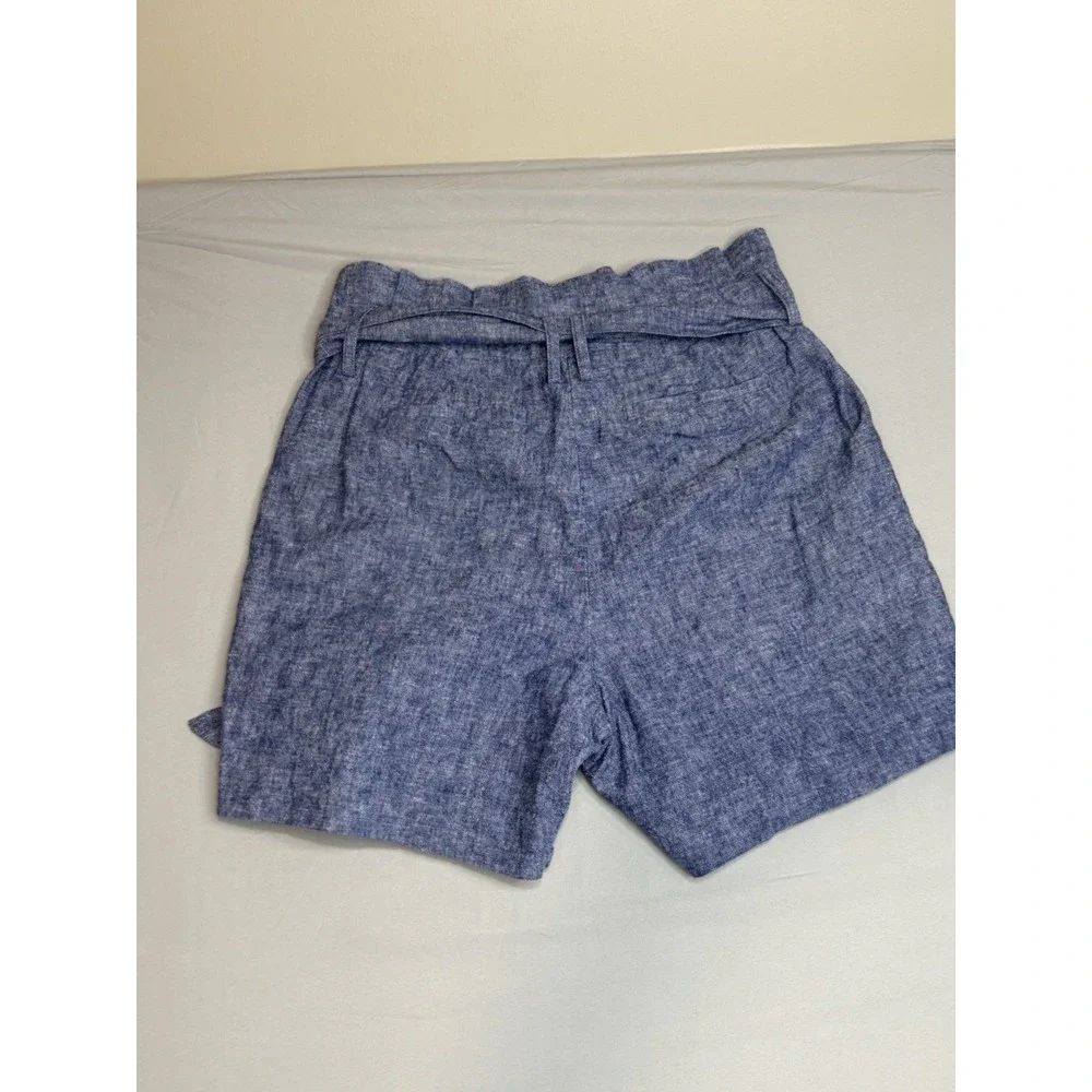 Boden St Ives Linen Blend Paper Bag Shorts Blue Size 6 High Waist 6